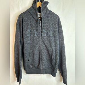 Cinch Harris Black & Gray Zip Up Pleather Hoodie